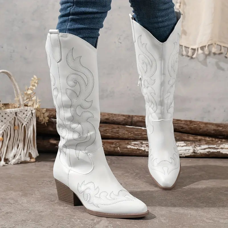 Street-wave Womens Cowboy Boots Western Style Embroidered Comfort Signature Fit Premium