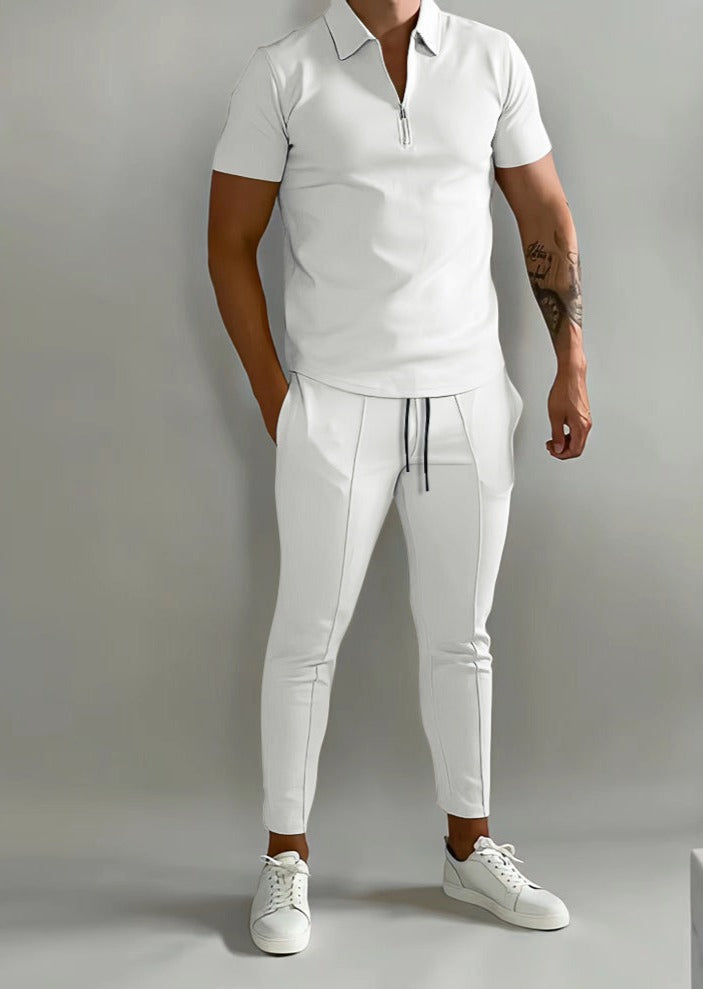 Street-wave Mens Premium Two Piece Polo Shirt And Jogging Pants Jogger Suit Luxurious Summer Comfort