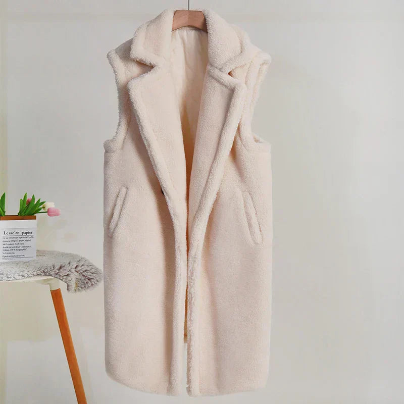 Street-Wave Sleeveless Teddy Coat For Women, Cozy Warmth And Free Movement, Plush Fleece Style