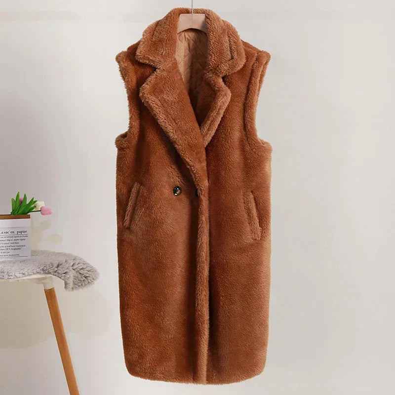 Street-Wave Sleeveless Teddy Coat For Women, Cozy Warmth And Free Movement, Plush Fleece Style