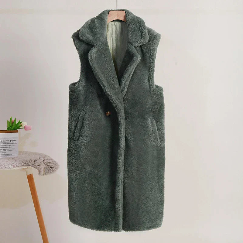 Street-Wave Sleeveless Teddy Coat For Women, Cozy Warmth And Free Movement, Plush Fleece Style