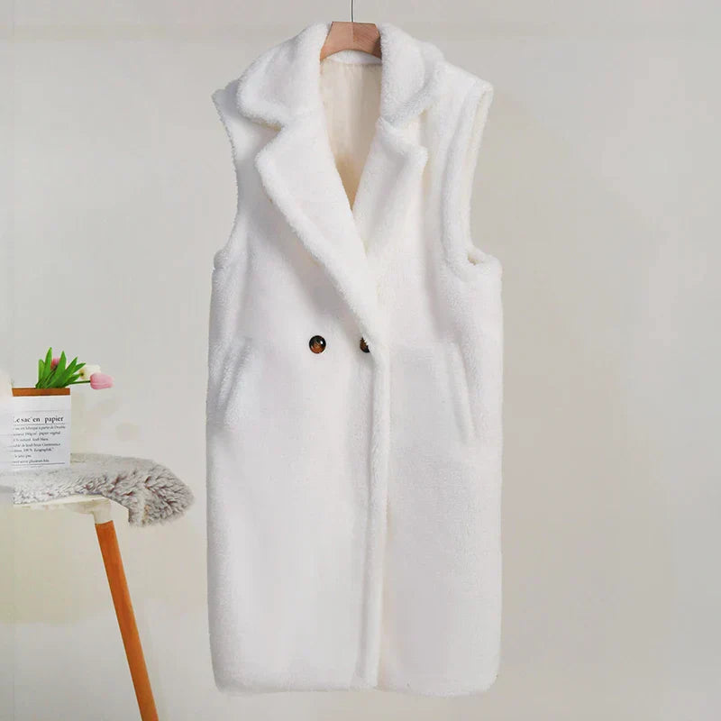 Street-Wave Sleeveless Teddy Coat For Women, Cozy Warmth And Free Movement, Plush Fleece Style