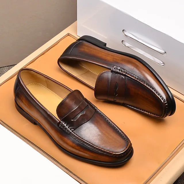 RoyalStep Leather Penny Loafers For Men By Street-Wave Luxury Slip-On Comfort For Office And Events