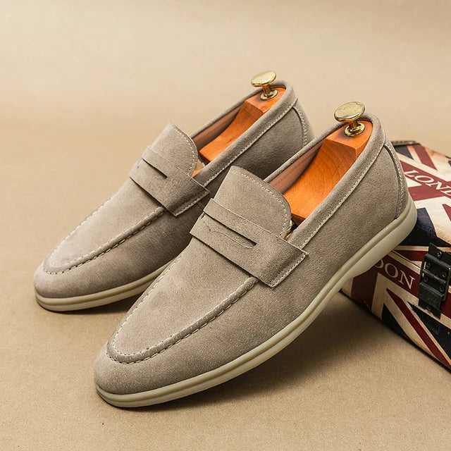 Street-Wave Mens Premium Nubuck Leather Loafers Slip On Comfort With Classic Retro Design