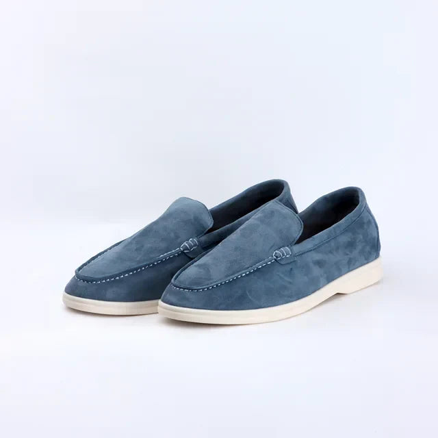 Street-Wave Men's Leather Loafers for Summer Walks With Smooth Suede Upper and Cushioned Comfort for Modern Men