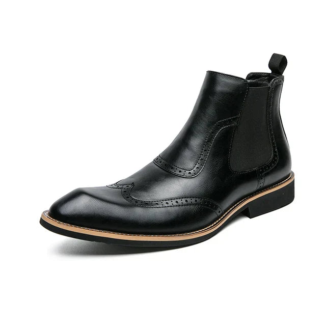 Street-Wave Men Elastic Chelsea Dress Boots With Pointed Toe For Professionals All Day Comfort