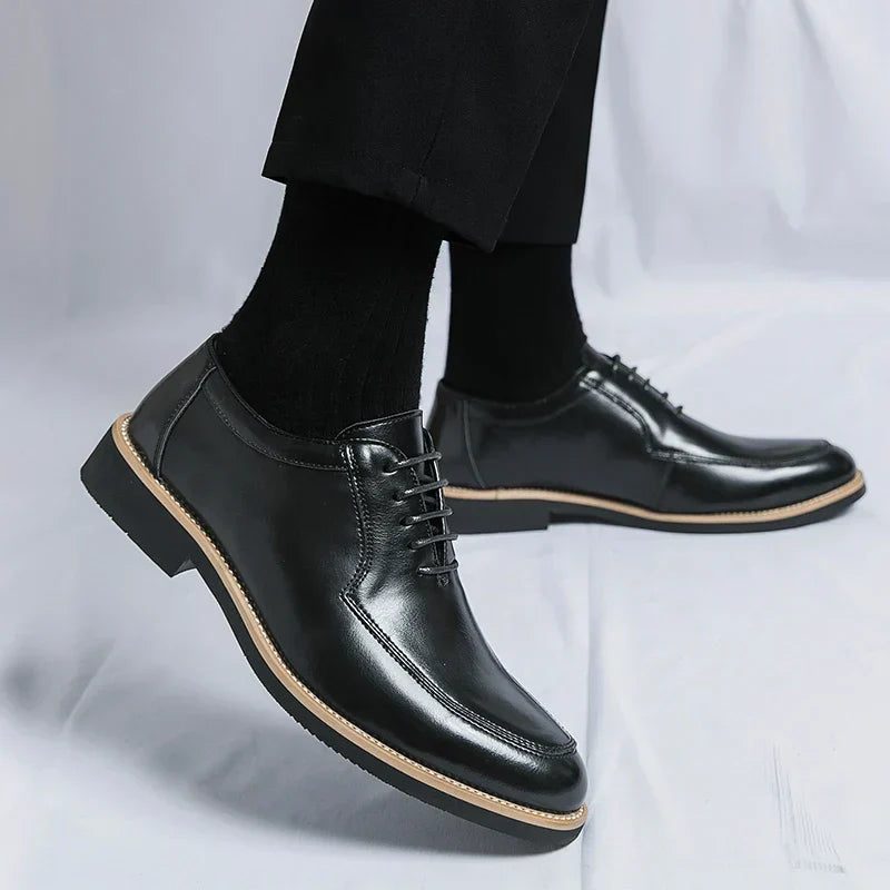Street-Wave Men's Formal Shoes Premium Leather Lace-Up for Professionals, Elegant Business Footwear