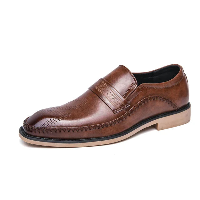 Handcrafted Men Evening Retro Leather Loafers For Formal Nights Vintage Style Dress Shoes Street-Wave