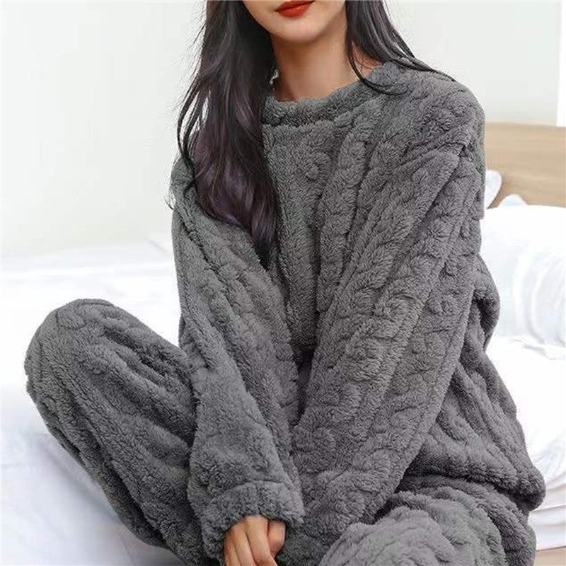 Street-wave Cozy Fleece Lounge Set for Women Soft Warmth Relaxed Fit and Comfort