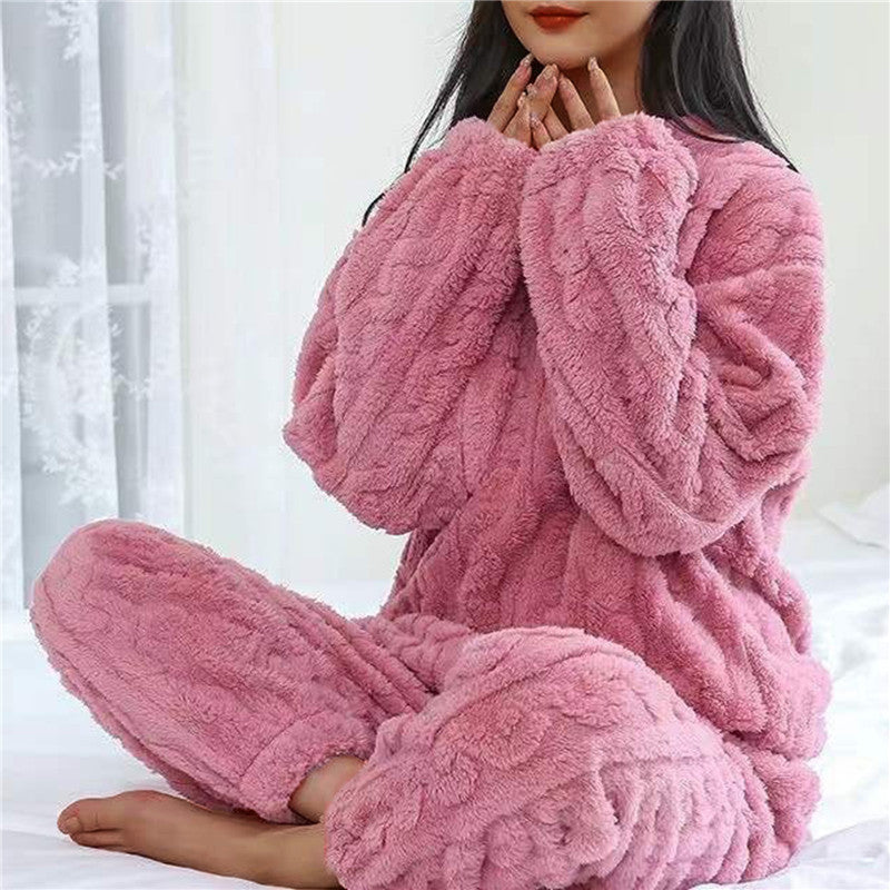 Street-wave Cozy Fleece Lounge Set for Women Soft Warmth Relaxed Fit and Comfort