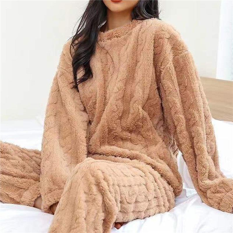 Street-wave Cozy Fleece Lounge Set for Women Soft Warmth Relaxed Fit and Comfort