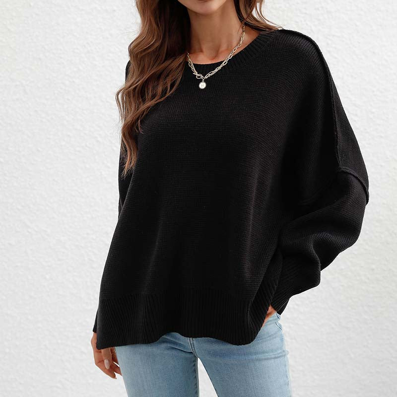 Street-wave White Knit Sweater For Women Cozy Oversized Casual Jumper Long Sleeve