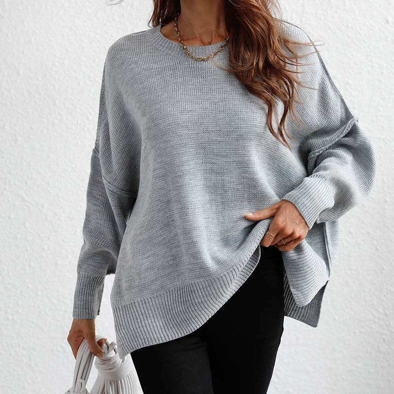 Street-wave White Knit Sweater For Women Cozy Oversized Casual Jumper Long Sleeve