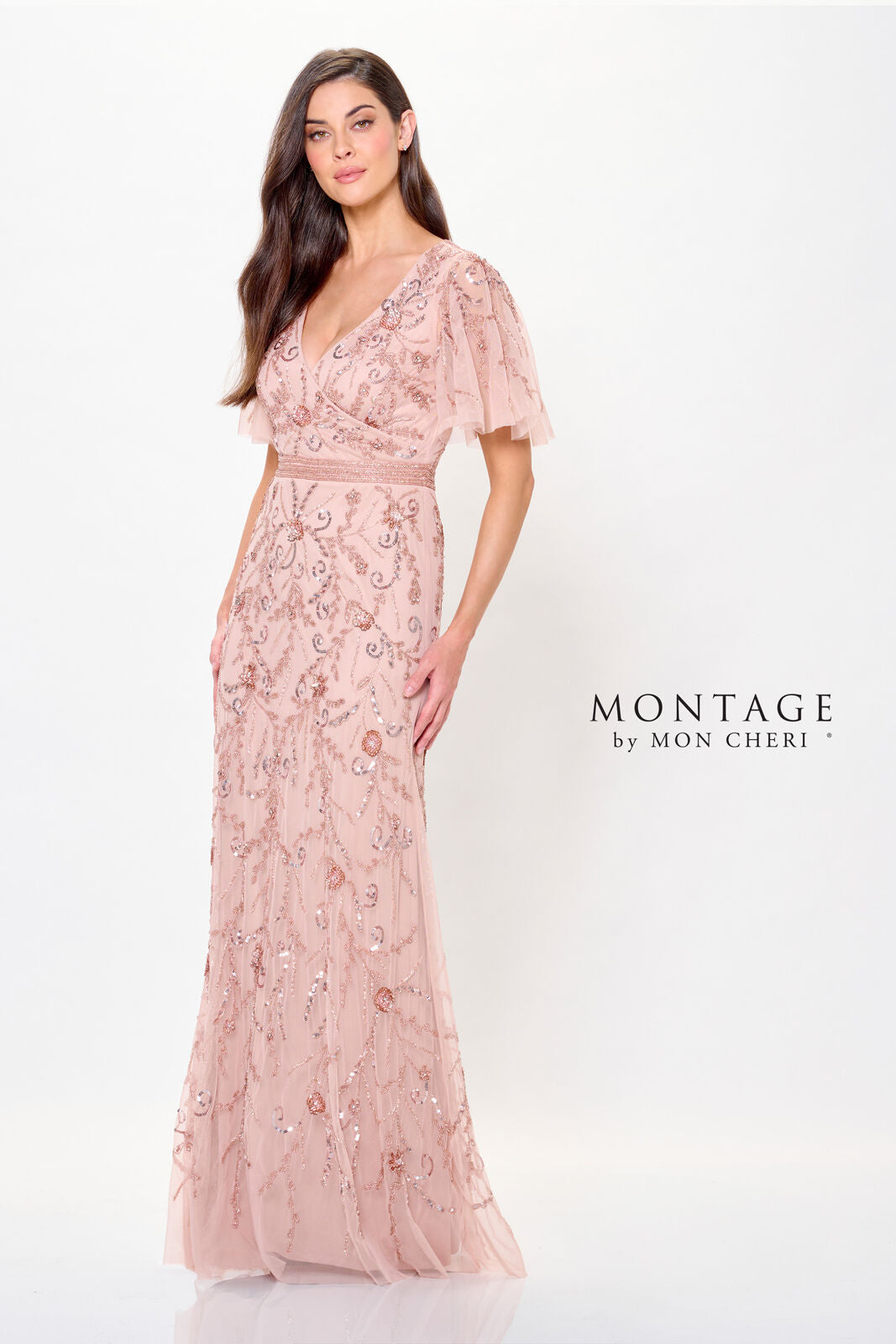 Montage M912 Beaded A Line Long Mother Of The Bride Dress