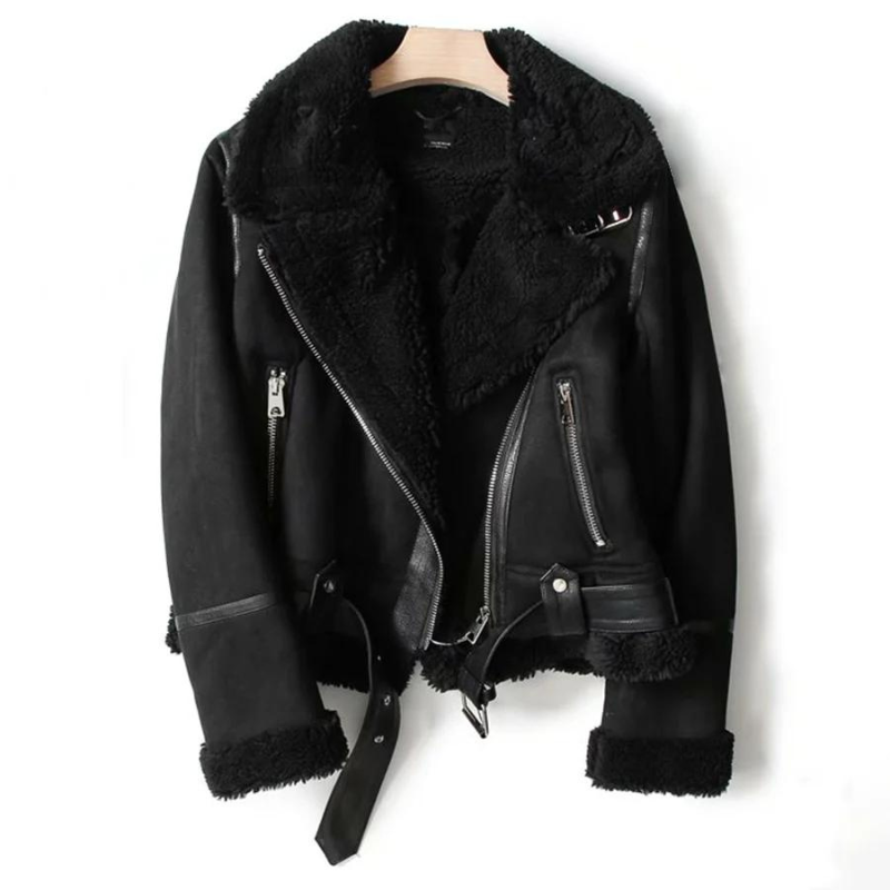 Street-Wave Suede Jacket With Ultra-Fine Sherpa Lining For Women Cozy Rugged Comfort Outerwear