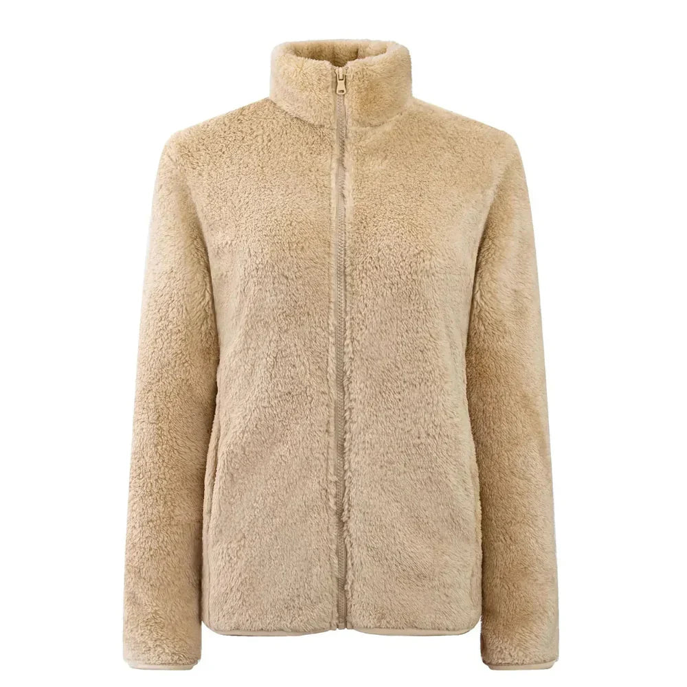 Street-Wave Plush Zip-Up Jacket For Women, Ultra-Soft Cozy Relaxed-Fit Warmth Everyday