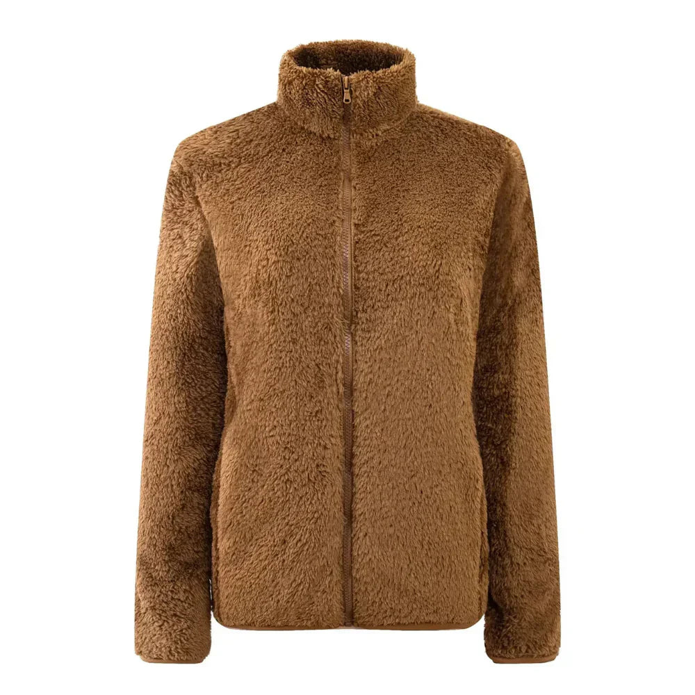 Street-Wave Plush Zip-Up Jacket For Women, Ultra-Soft Cozy Relaxed-Fit Warmth Everyday