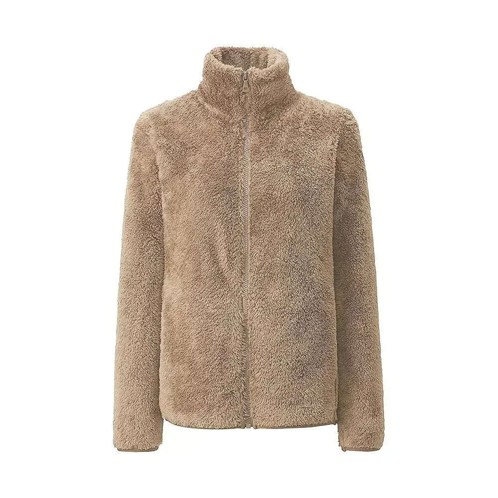 Street-Wave Plush Zip-Up Jacket For Women, Ultra-Soft Cozy Relaxed-Fit Warmth Everyday