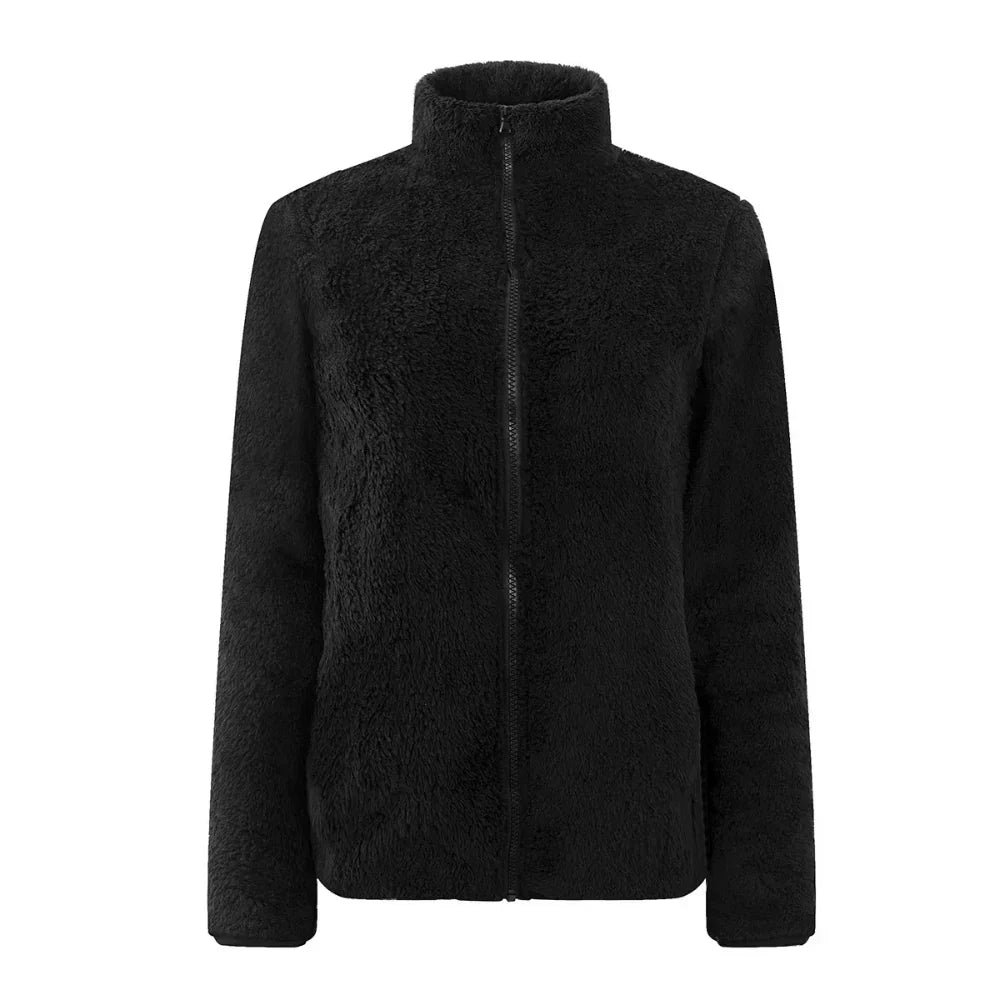 Street-Wave Plush Zip-Up Jacket For Women, Ultra-Soft Cozy Relaxed-Fit Warmth Everyday