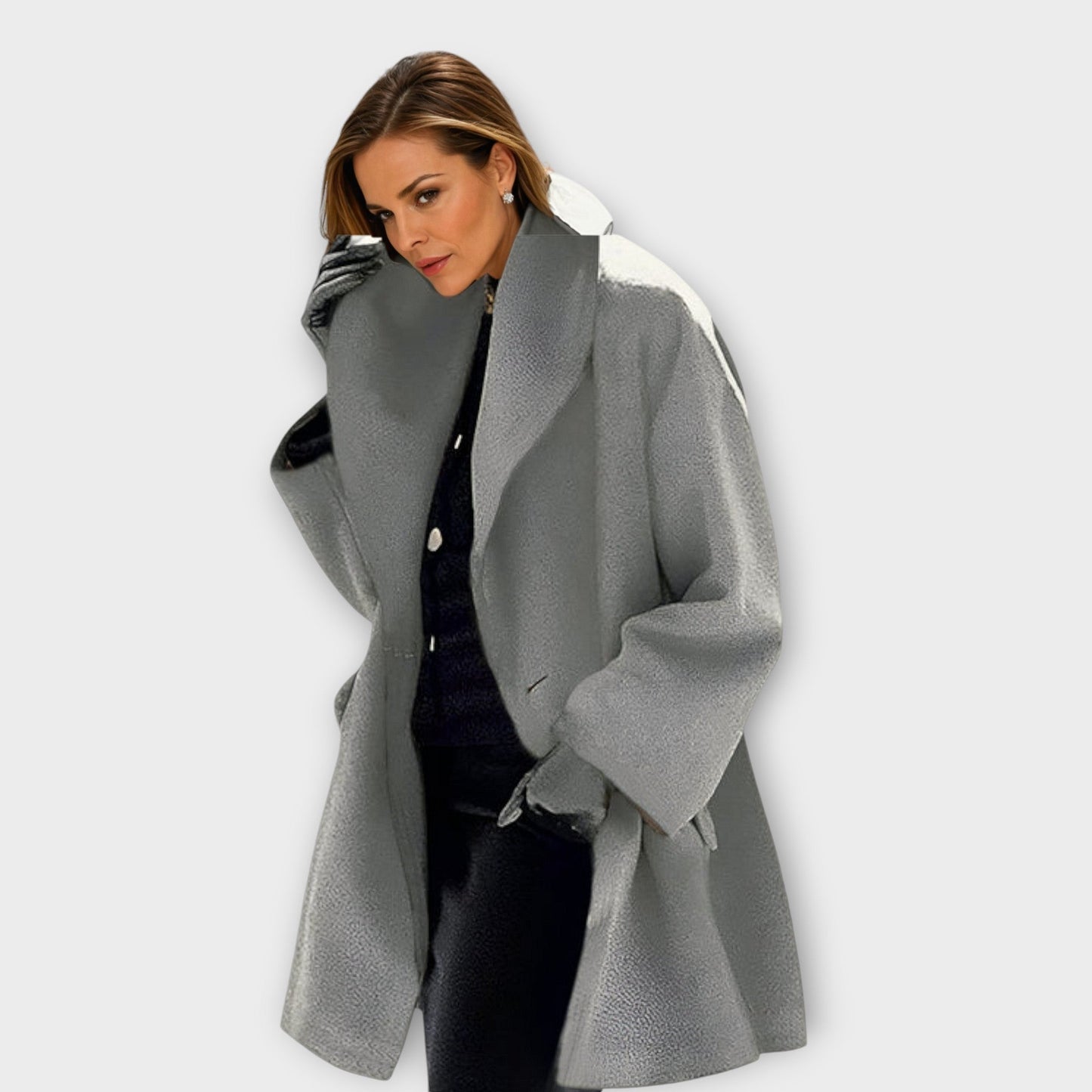 Street-wave Womens Winter Coat Long Sleeve Soft Warm Oversized Light Blue Outerwear Versatile For Casual And Office