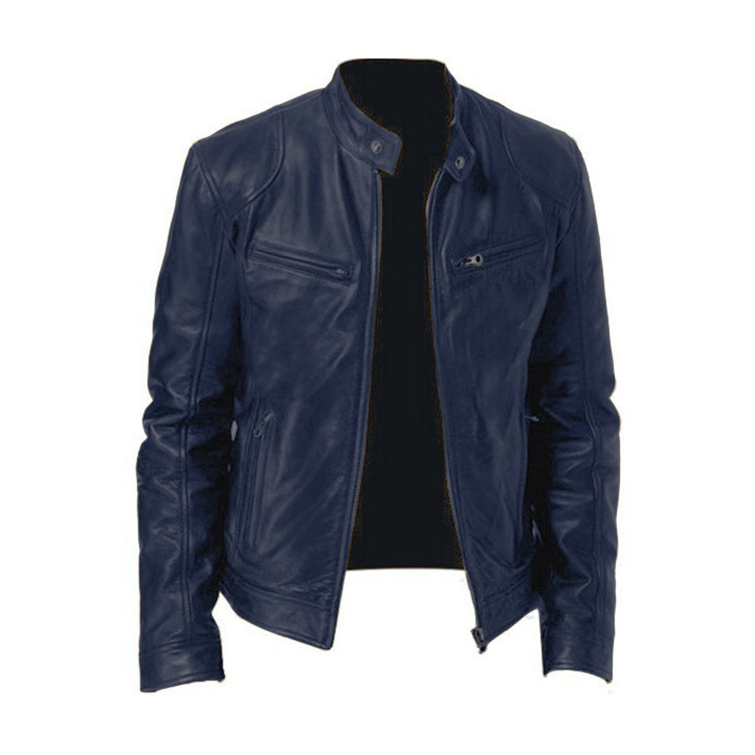 Men's PU Leather Biker Jacket Slim Fit With Zipper Details Classic Design For Men