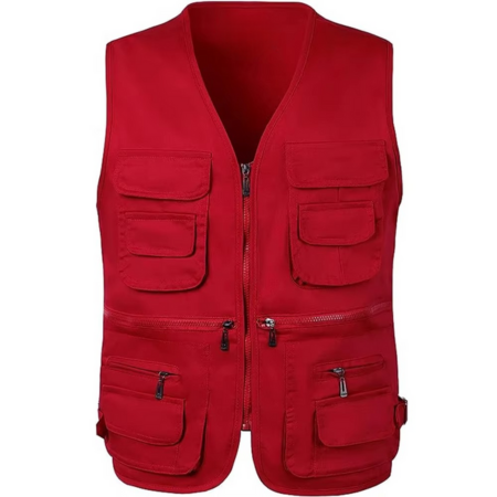 Street-Wave Men's Outdoor Multi Pocket Lightweight Vest For Hiking And Fishing With Zippered Pouches And Cargo Pockets