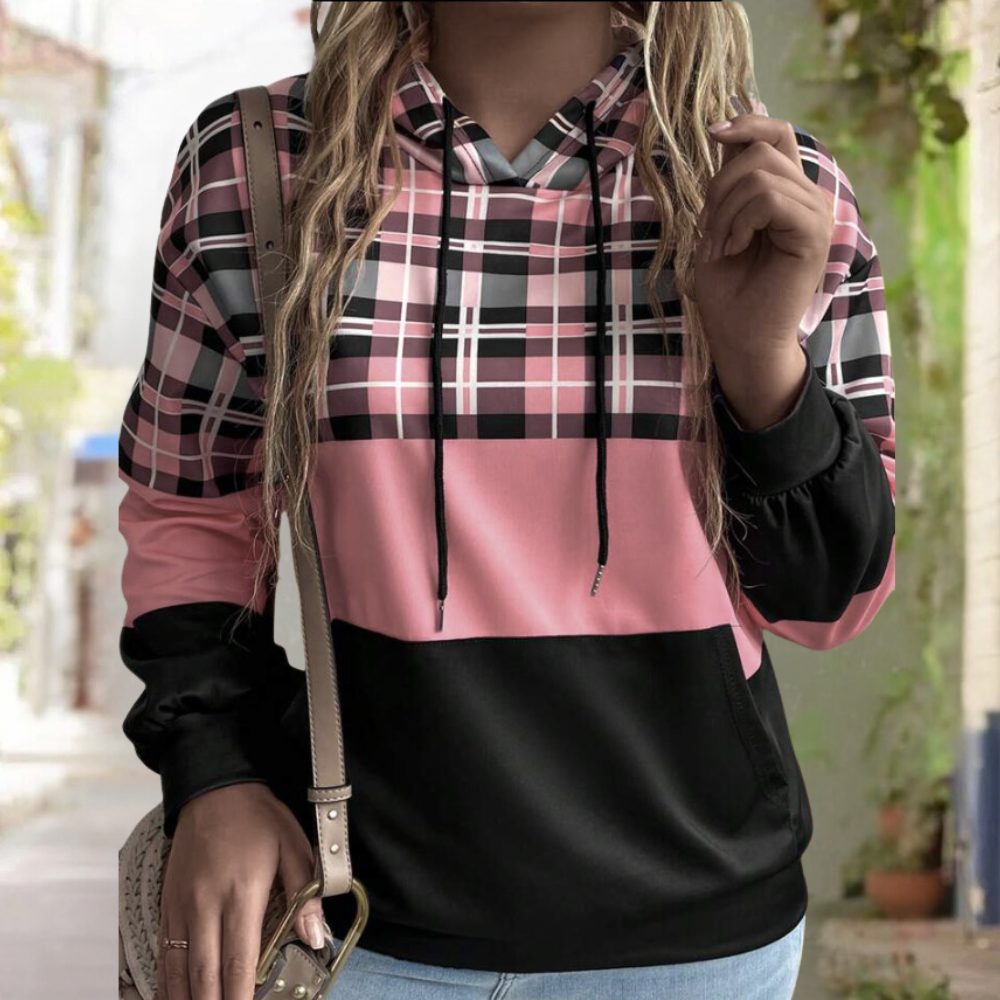Street-Wave Colorblock Hoodie For Women Stylish Fall Comfort With Bold Block Design