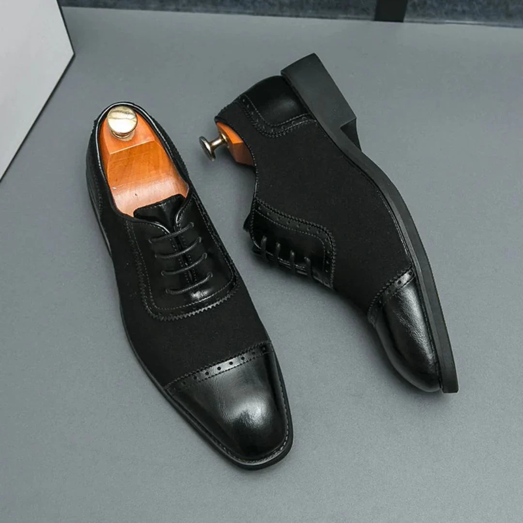 Magnus Lowell Dress Shoes by Street-Wave Black On Black Oxford Style Lace Up With Slip Resistant Sole