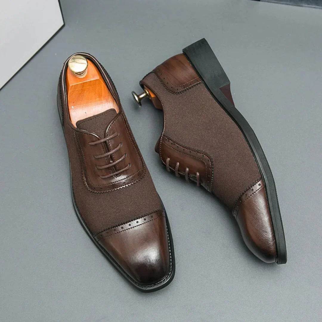 Magnus Lowell Dress Shoes by Street-Wave Black On Black Oxford Style Lace Up With Slip Resistant Sole