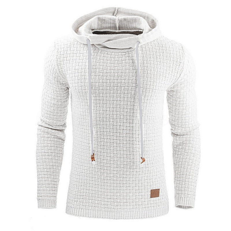 Mens Hooded Sweatshirt Slim Fit Waffle Knit With Ribbed Cuffs Casual Style By Street-Wave
