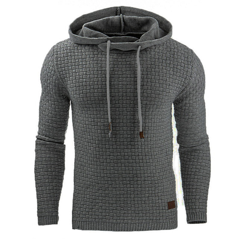 Mens Hooded Sweatshirt Slim Fit Waffle Knit With Ribbed Cuffs Casual Style By Street-Wave