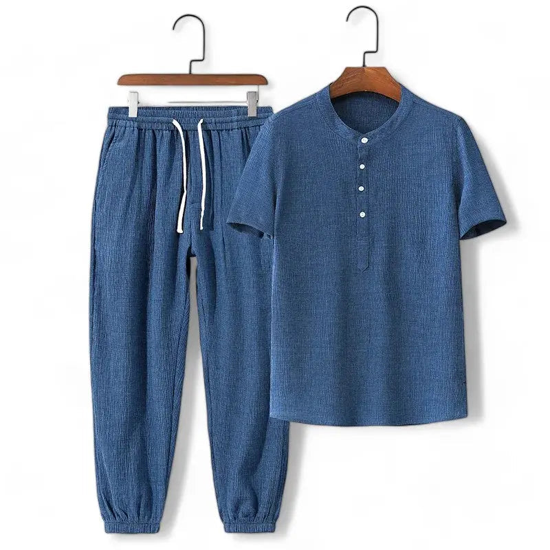 Street-Wave Casual Two Piece Loungewear Set with Breathable Fabric and Drawstring Waist Tee and Sweatpants
