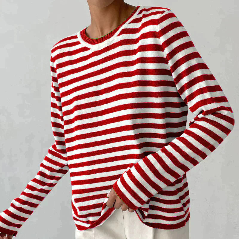 Street-wave Striped Crewneck Sweatshirt Soft Comfortable Everyday Streetwear for Men and Women
