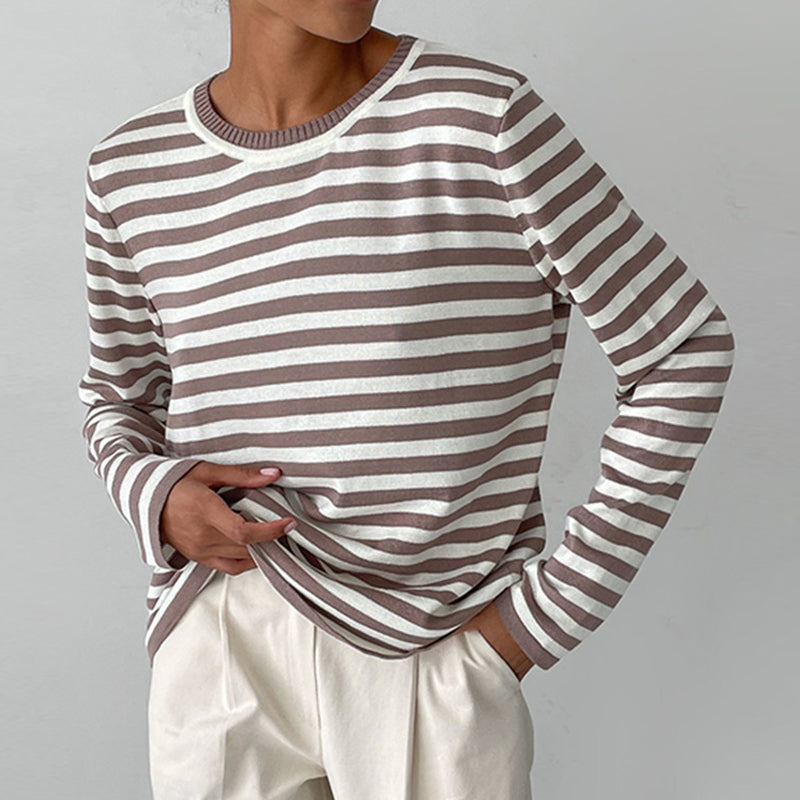 Street-wave Striped Crewneck Sweatshirt Soft Comfortable Everyday Streetwear for Men and Women