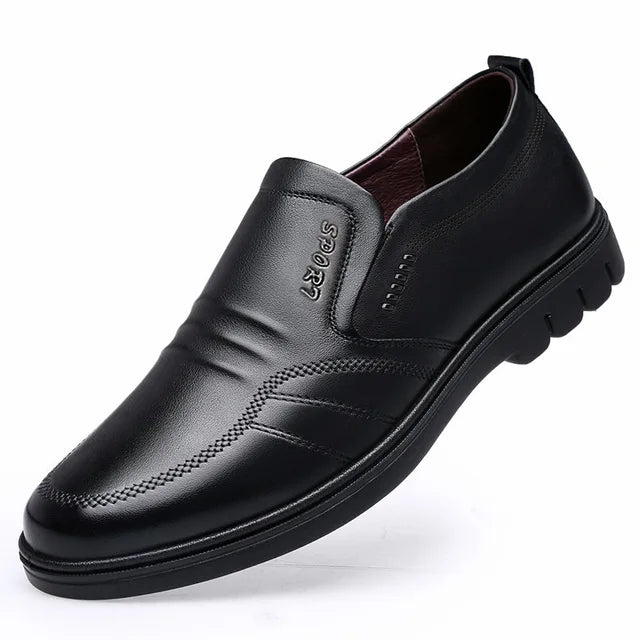 Street-wave Men's Leather Loafers Slip-On Comfort With Anti-Slip Sole For Office Professionals