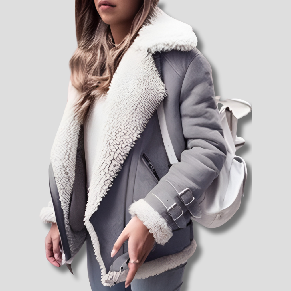 Street-Wave Aviator Coat With Cozy Shearling Lining Durable Outer Shell For Urban Women