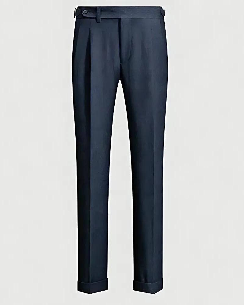 Street-Wave Mens Premium Wool Blend Trousers Slim Tapered Fit With Double Pleats