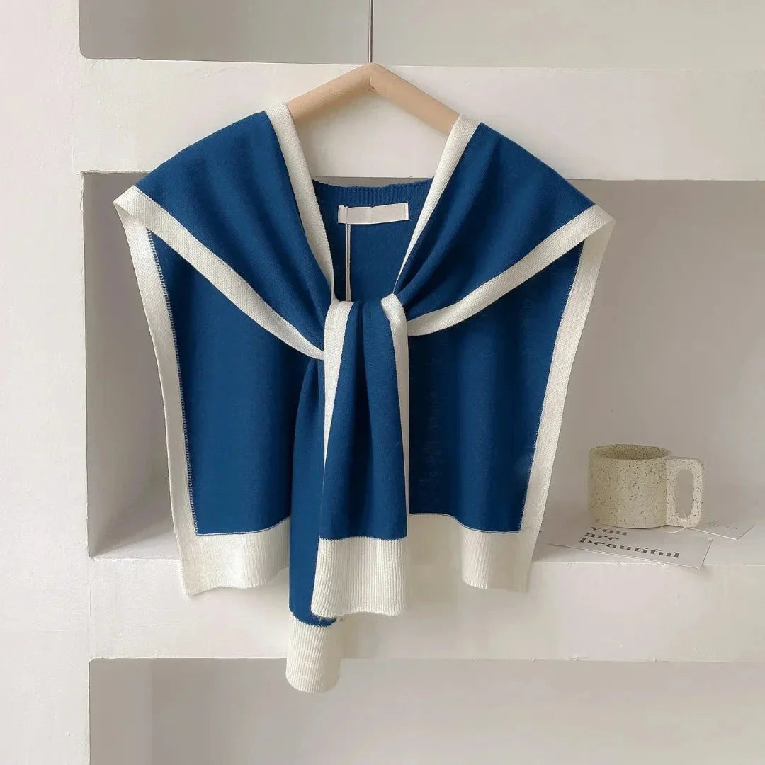 Waylynn Mariam Contrast Trim Knit Shawl for Women Soft and Cozy