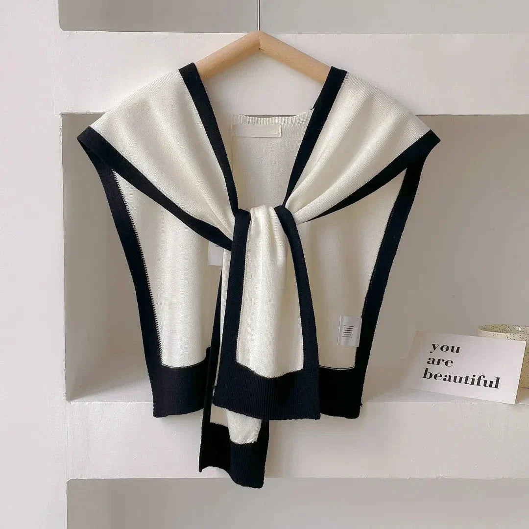 Waylynn Mariam Contrast Trim Knit Shawl for Women Soft and Cozy