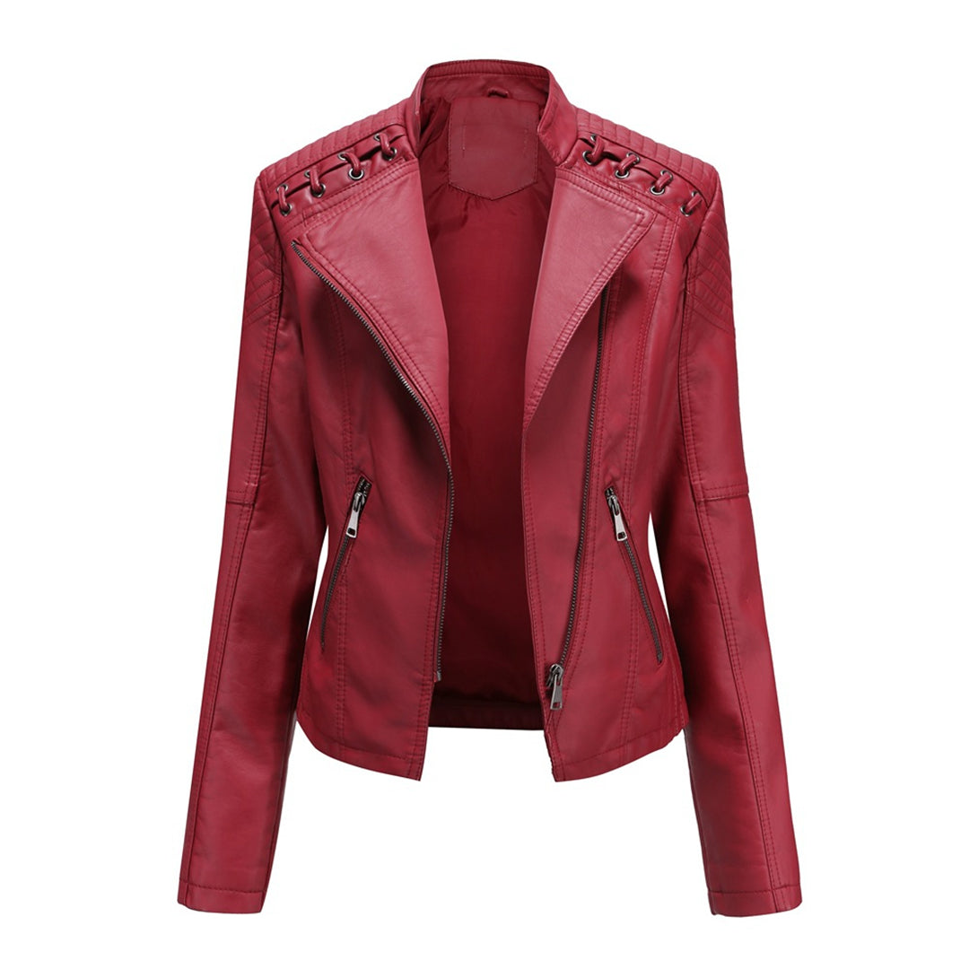 Street Wave Mens Leather Biker Jacket Slim Fit With Asymmetric Zipper