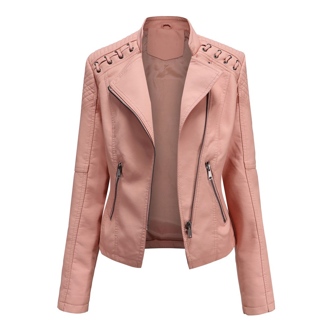 Street Wave Mens Leather Biker Jacket Slim Fit With Asymmetric Zipper