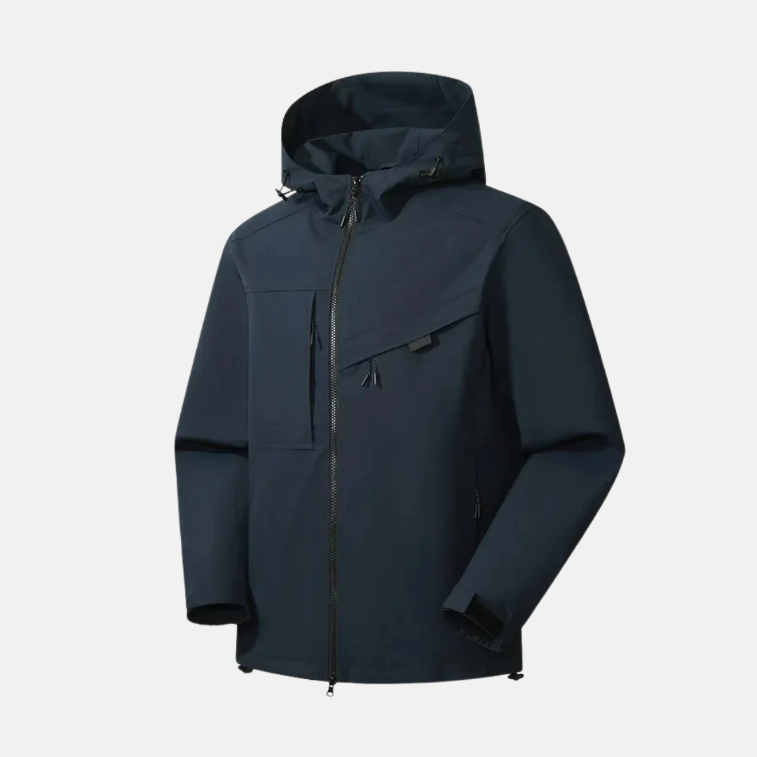 Street-Wave Men’s Weather Resistant Hooded Jacket With Relaxed Fit Zip Pockets And Adjustable Hem