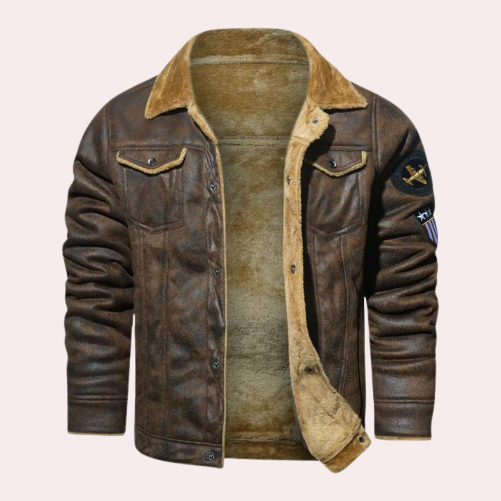 Men's Leather Winter Jacket Marius By Streetwave Warm Shearling Lining Timeless Style For Modern Men