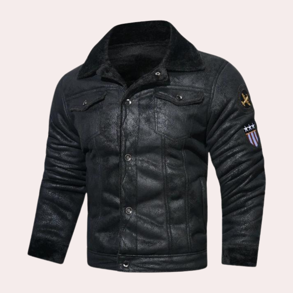 Men's Leather Winter Jacket Marius By Streetwave Warm Shearling Lining Timeless Style For Modern Men