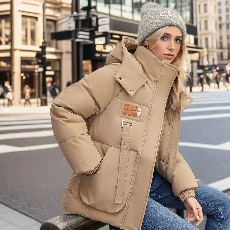 Street-wave Puffer Jacket With Hood For Women Warm Insulated Winter Coat Everyday Comfort And Trend