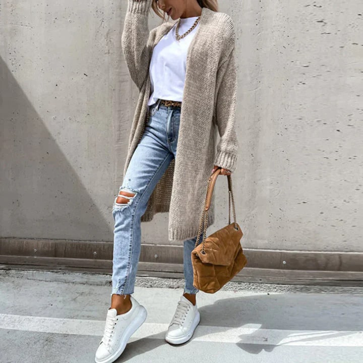 Street Wave Long Knit Cardigan For Women Cozy Oversized Layering Essential For Everyday Comfort