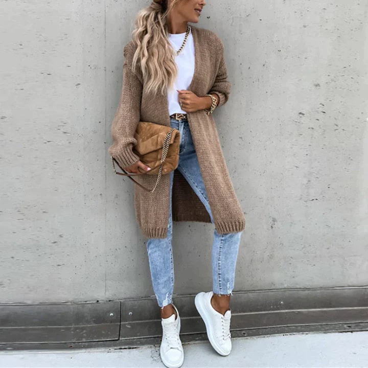 Street Wave Long Knit Cardigan For Women Cozy Oversized Layering Essential For Everyday Comfort