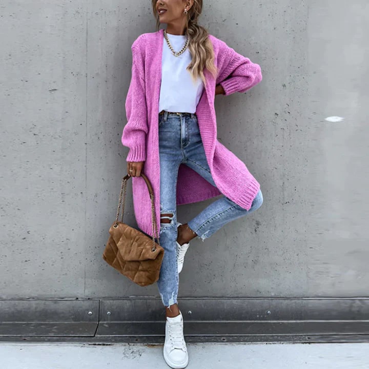 Street Wave Long Knit Cardigan For Women Cozy Oversized Layering Essential For Everyday Comfort