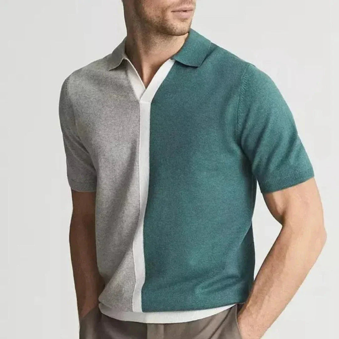 Waylynn Two Tone Contrast Knit Polo Shirt For Men Premium Cotton