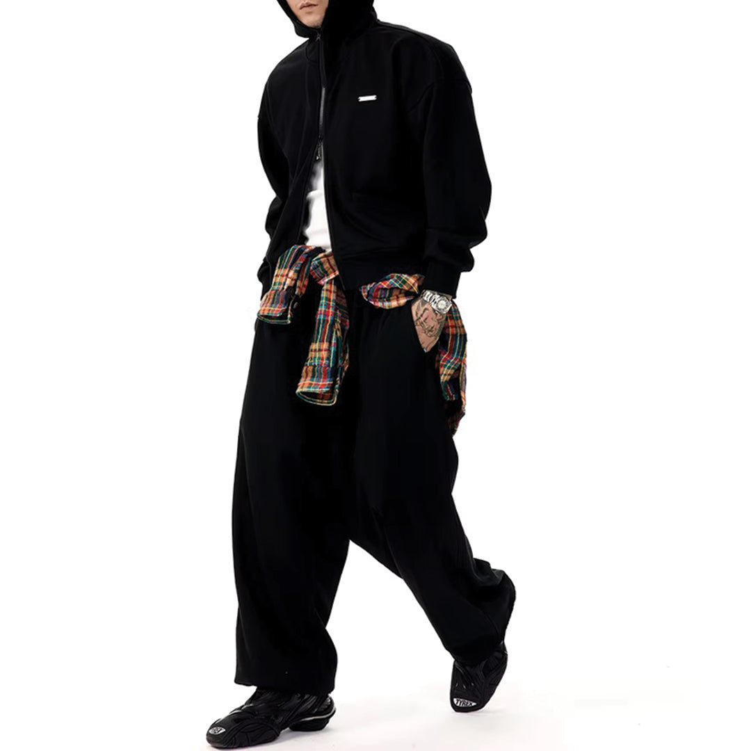 Street-Wave Knit Soft Baggy Sweatpant - Premium Cotton, Oversized Wide Leg, Elastic Waistband